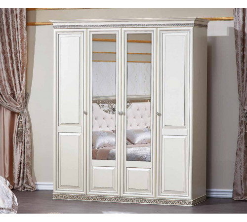 Шкаф 4-х дверный Берта (жемчуг)