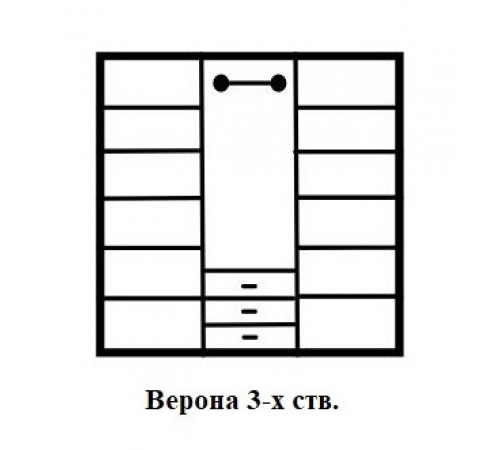 Трехстворчатый шкаф для одежды Верона MUR-102-03 st с зеркалом